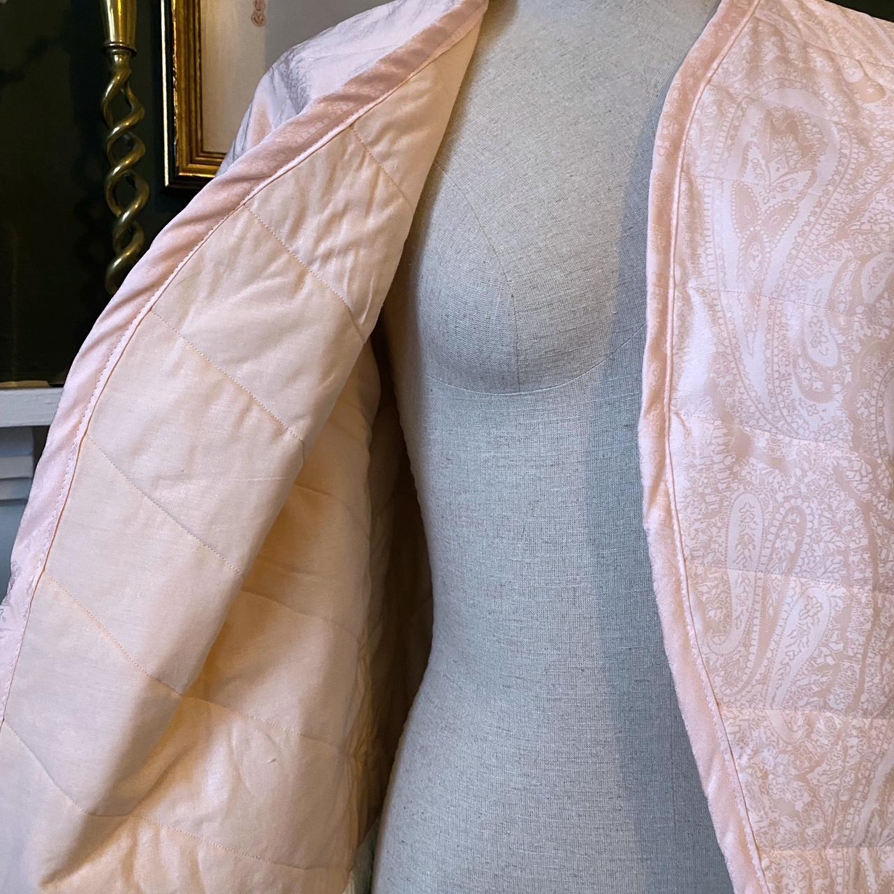 Vintage Quilted Jacket Silk Brocade Embroidered Jacket Handmade Padded Cottage Pastel Pink Blanket J