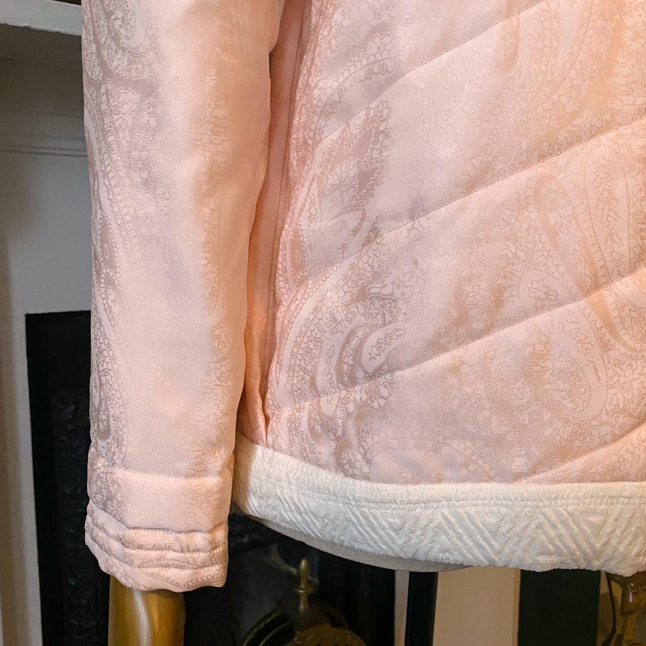 Vintage Quilted Jacket Silk Brocade Embroidered Jacket Handmade Padded Cottage Pastel Pink Blanket J