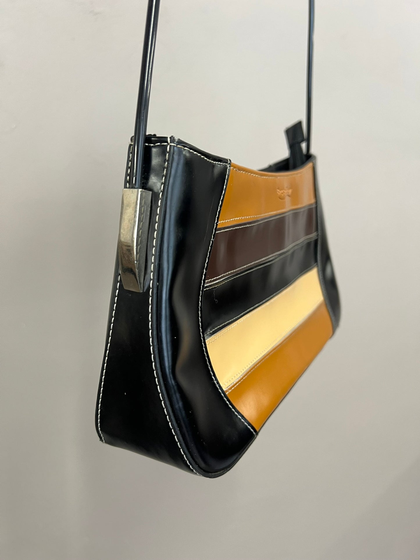 Vintage 90s shoulder bag Y2K Patent Leather Shoulder Bag