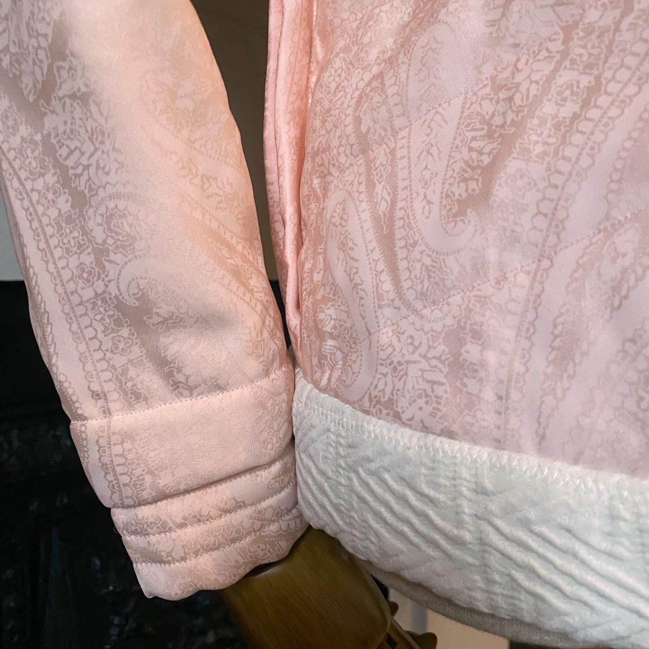 Vintage Quilted Jacket Silk Brocade Embroidered Jacket Handmade Padded Cottage Pastel Pink Blanket J