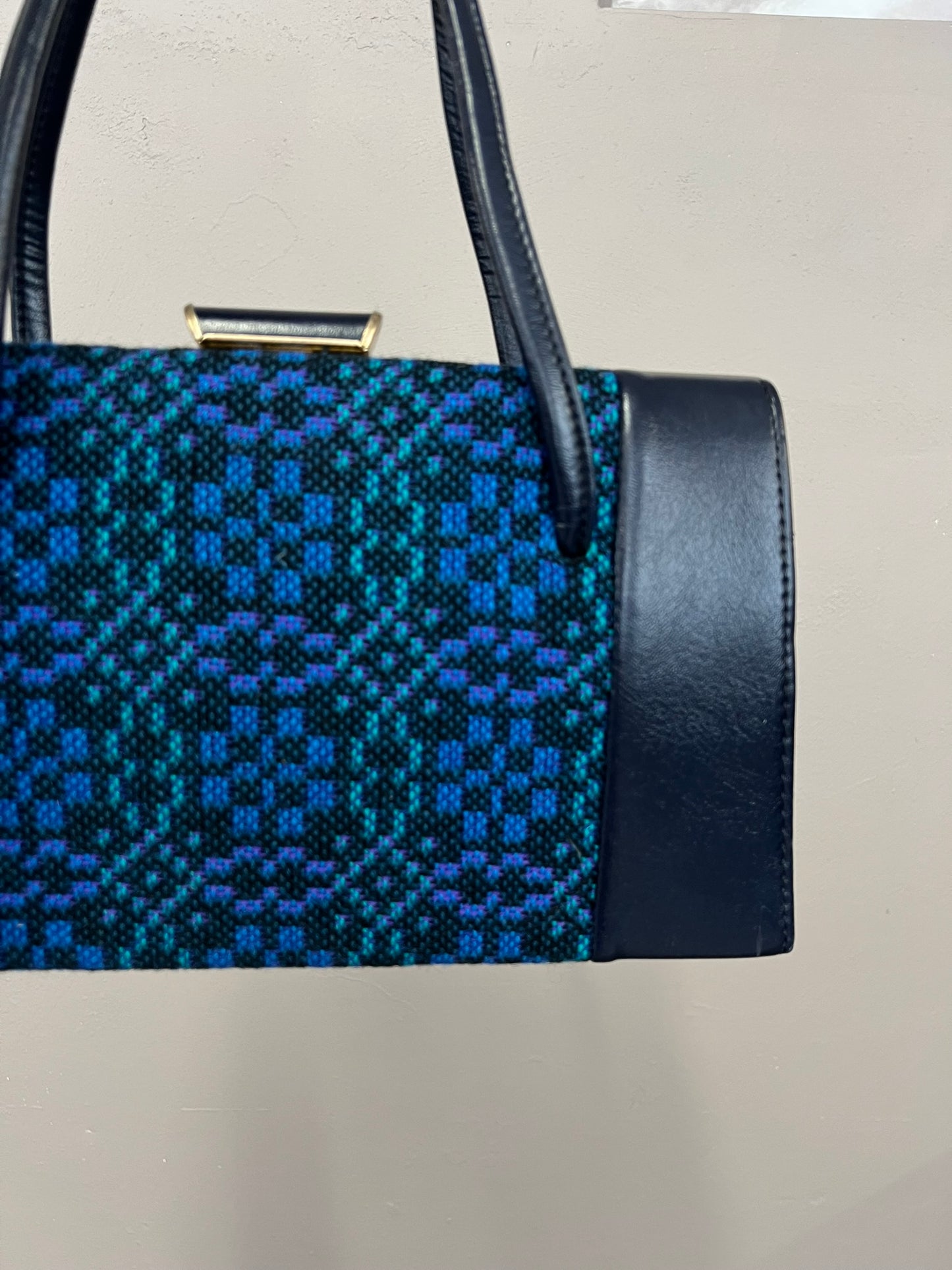 Vintage Wool Frame Handbag Tapestry Top Handle Bag Carpet Bag A Frame Bag