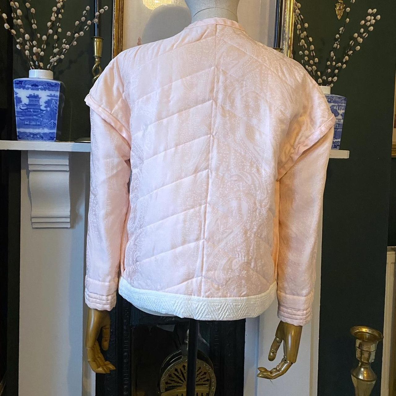 Vintage Quilted Jacket Silk Brocade Embroidered Jacket Handmade Padded Cottage Pastel Pink Blanket J