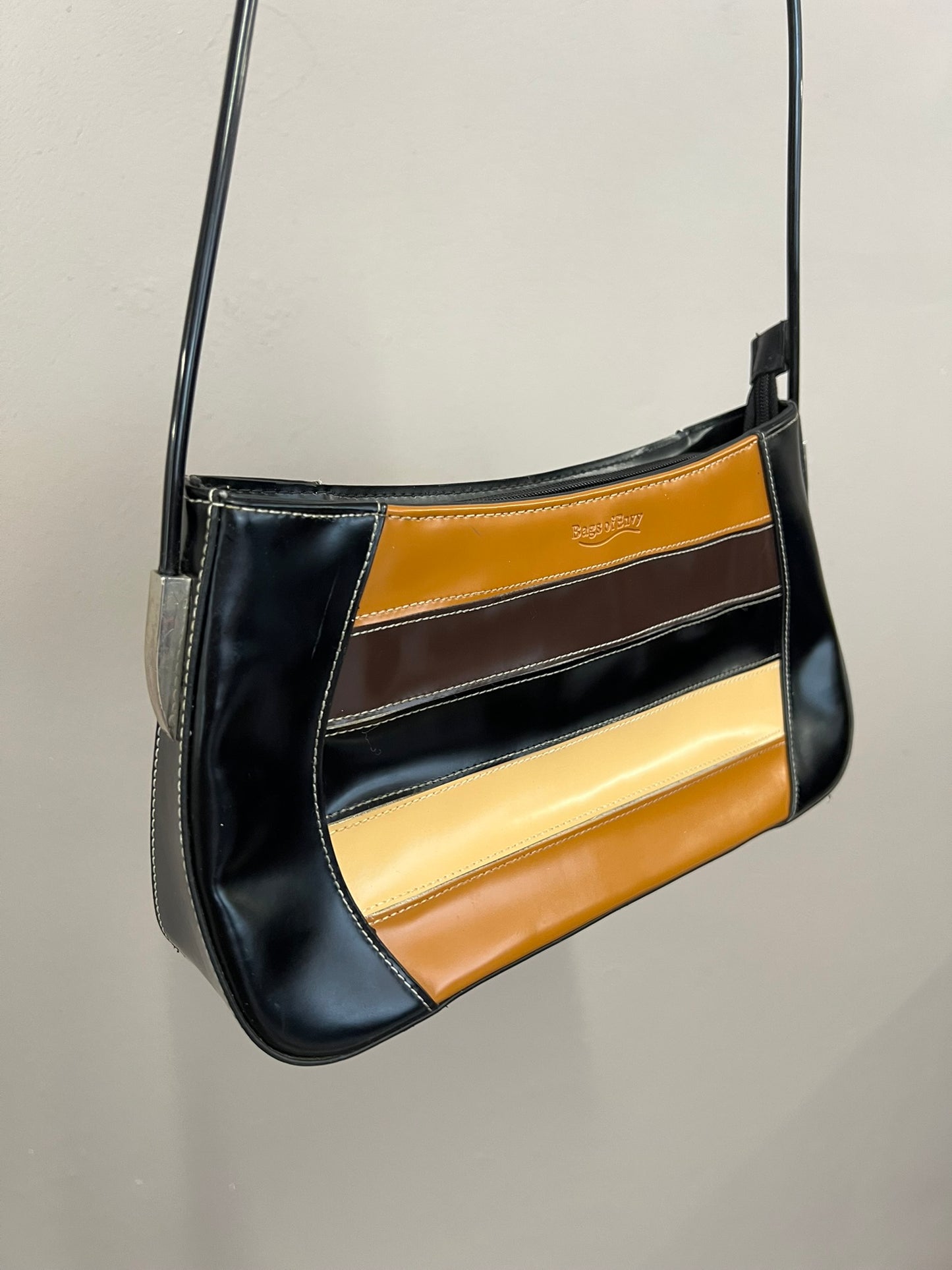 Vintage 90s shoulder bag Y2K Patent Leather Shoulder Bag