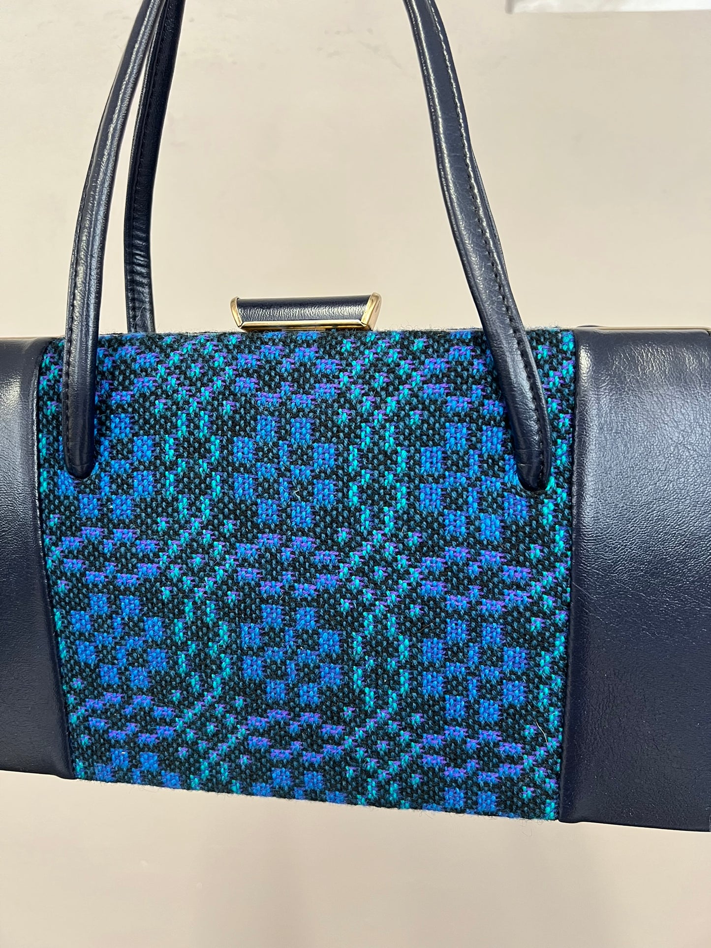 Vintage Wool Frame Handbag Tapestry Top Handle Bag Carpet Bag A Frame Bag