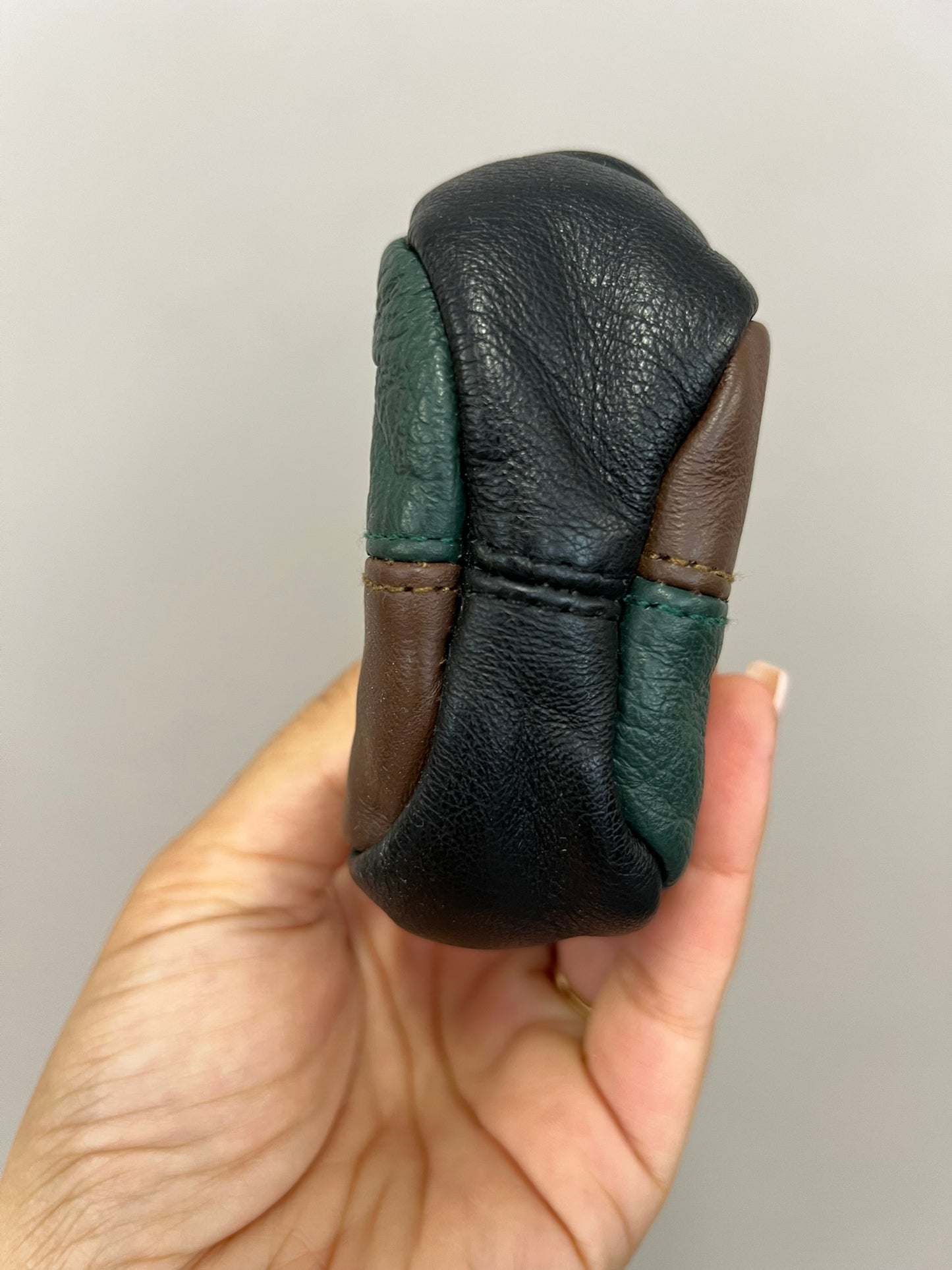 Vintage Leather Coin Purse Green Patchwork Change Purse Vintage Wallet