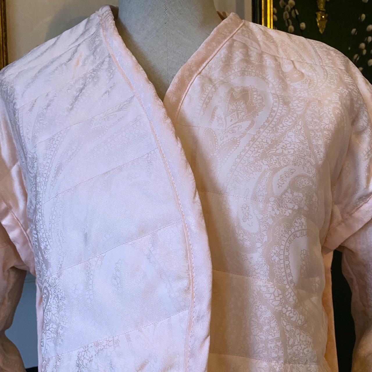 Vintage Quilted Jacket Silk Brocade Embroidered Jacket Handmade Padded Cottage Pastel Pink Blanket J