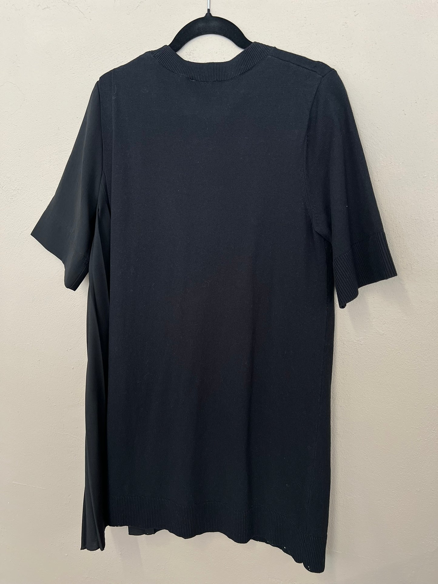 COS Dress Asymmetric Black Tunic Dress Cotton and Pleated Panel Size S