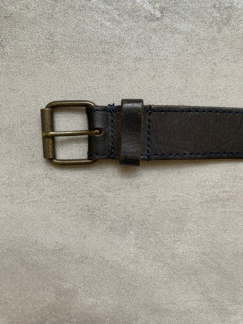 Vintage Belt Woven Black Leather Brass Buckle Western