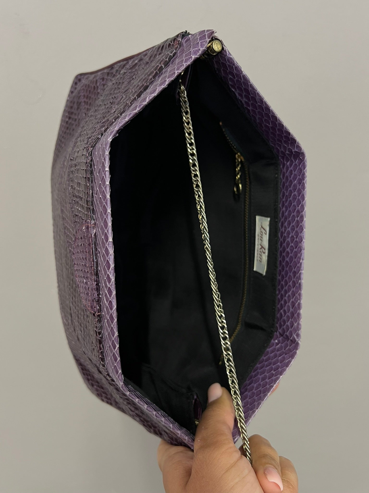 True Vintage 60s Purple Snakeskin Clutch Bag Evening Bag Snakeskin Crossbody
