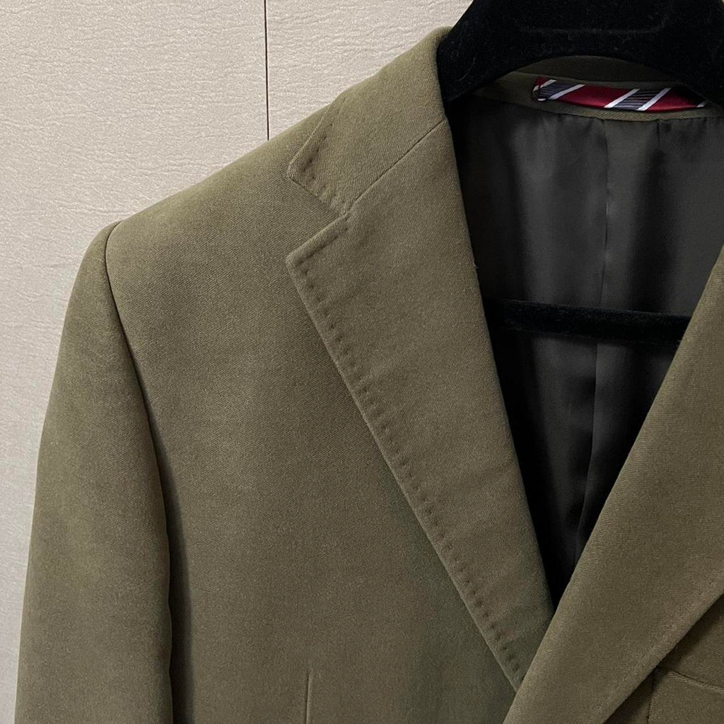 Vintage 90s Blazer Oversized Khaki Jacket Mens Collared Button Up Blaze Cotton Large UK 16