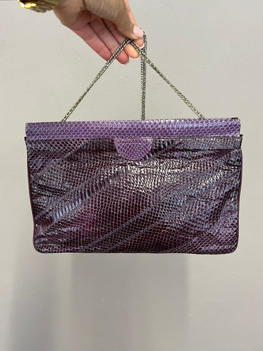 True Vintage 60s Purple Snakeskin Clutch Bag Evening Bag Snakeskin Crossbody