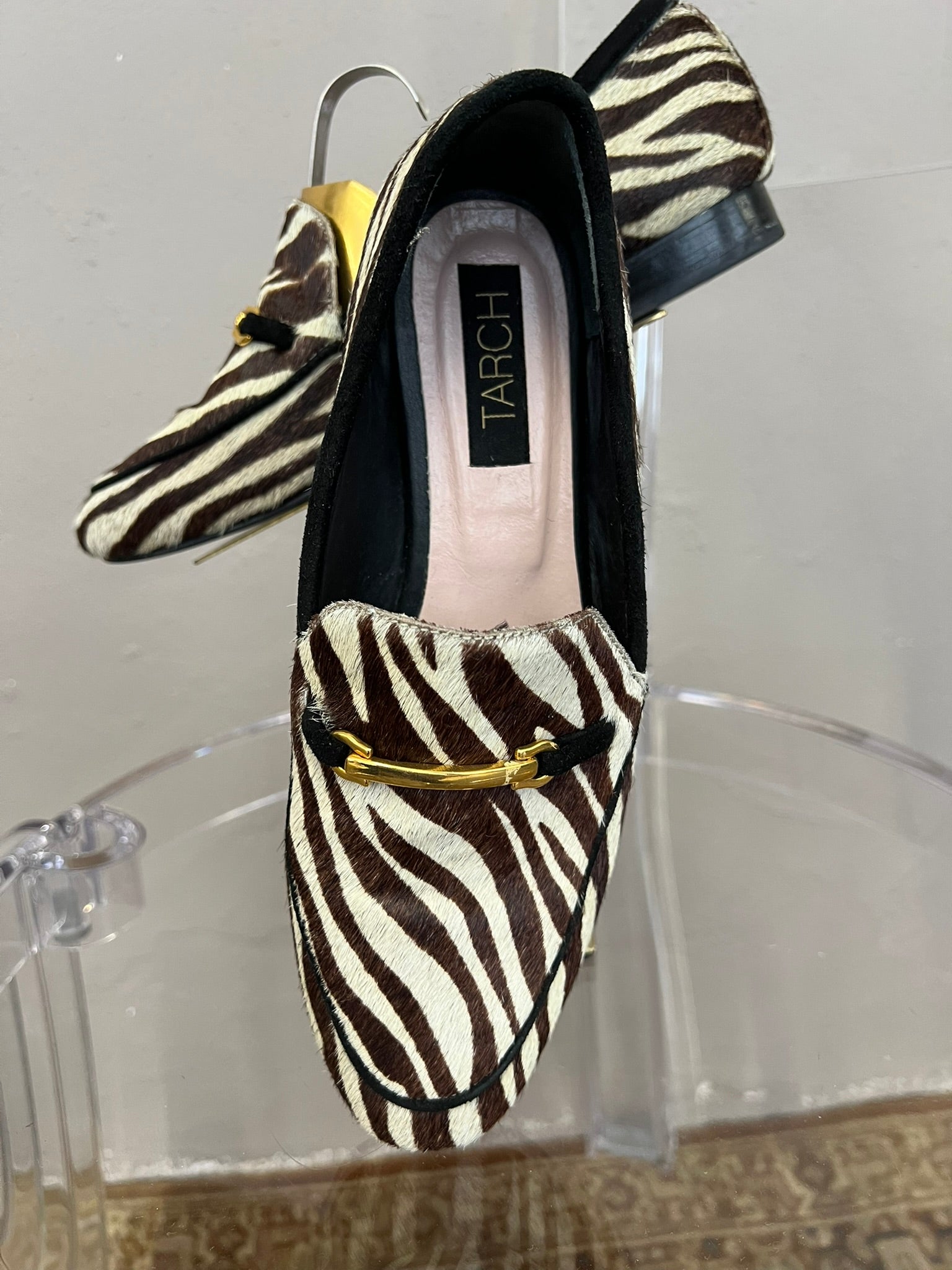 Zebra Ballet Loafer Shoes Brown Horsebit Detail Womens Size 5