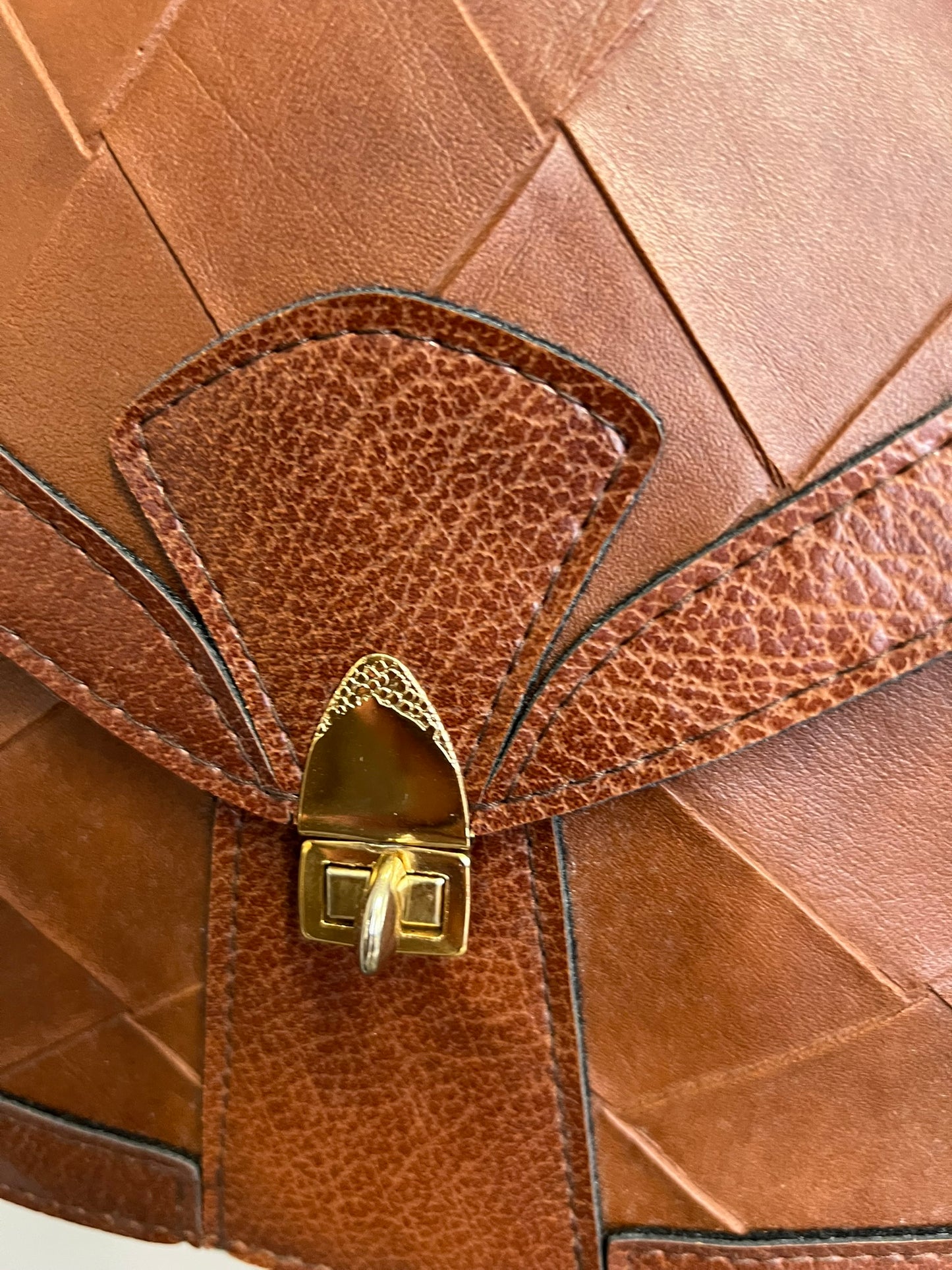 Vintage Brown Faux Leather Patchwork Shoulder Bag Made in Britain