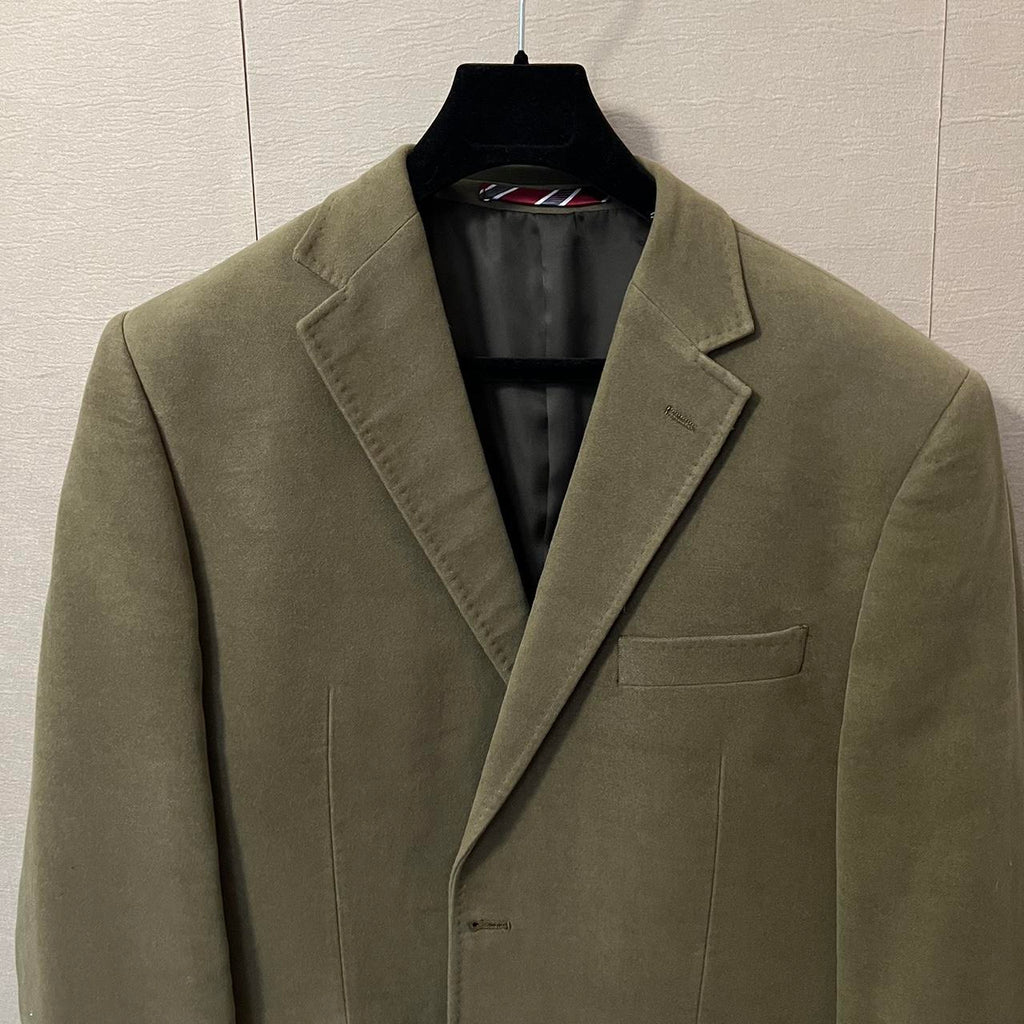 Vintage 90s Blazer Oversized Khaki Jacket Mens Collared Button Up Blaze Cotton Large UK 16