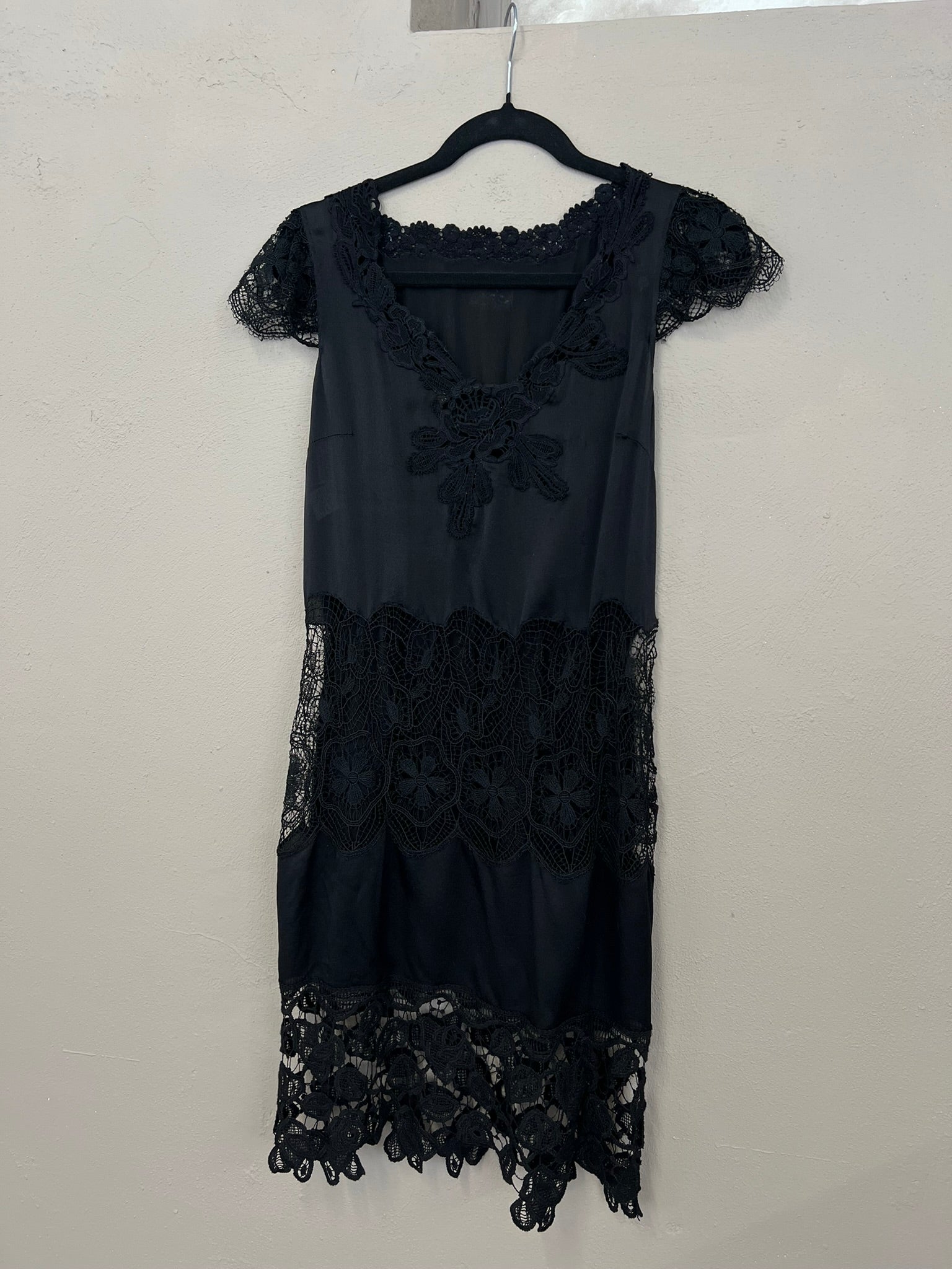 Moschino Cheap and Chic Black Lace Silk Dress Mini UK 10