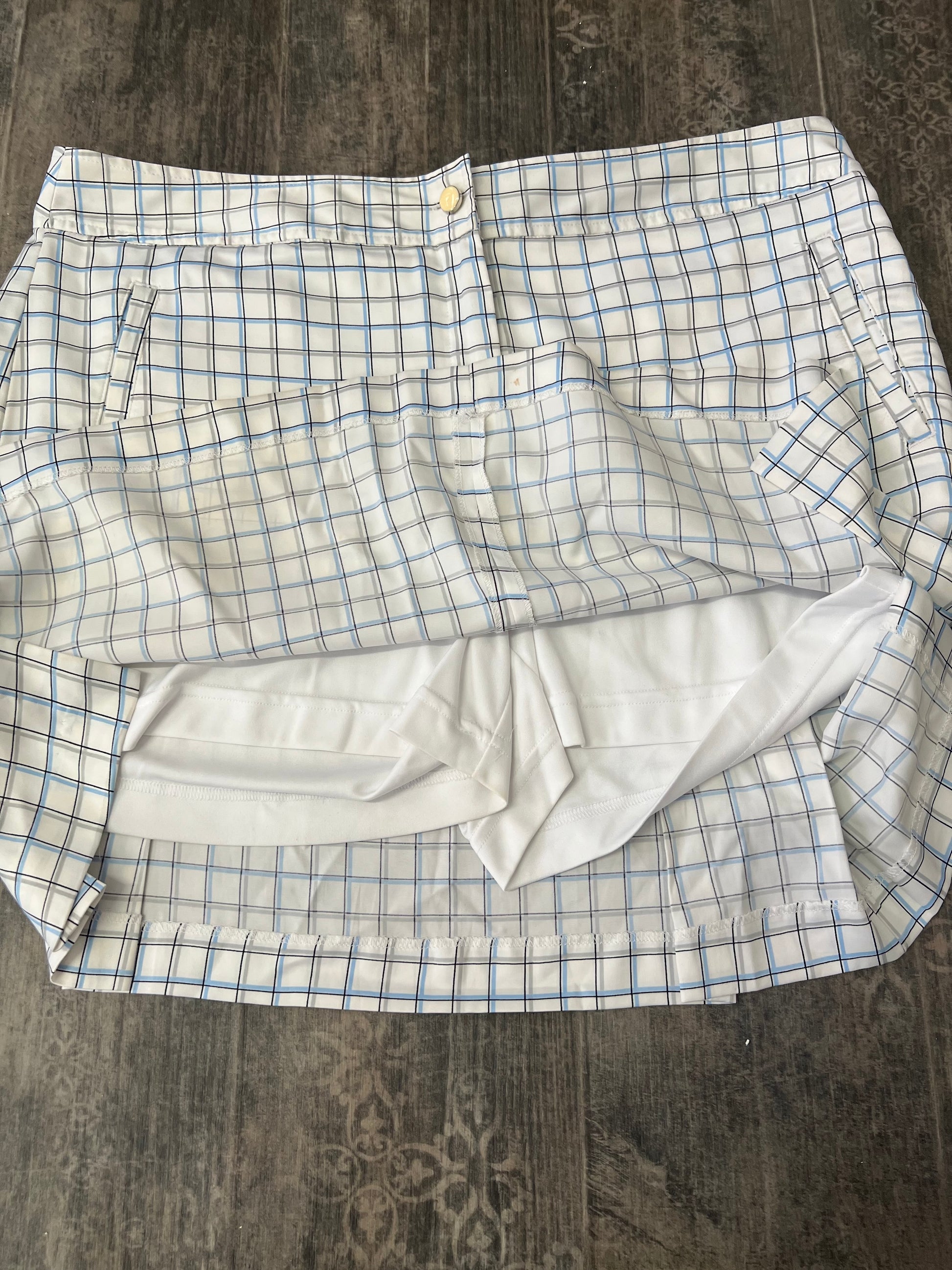 White Tartan Tennis Skort Vintage Y2K Izod XFG Stretch Plaid Mini Skirt with Sho