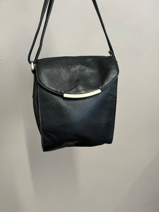 Vintage Black Crossbody Bag Soft Leather Shoulder Bag Minimalist