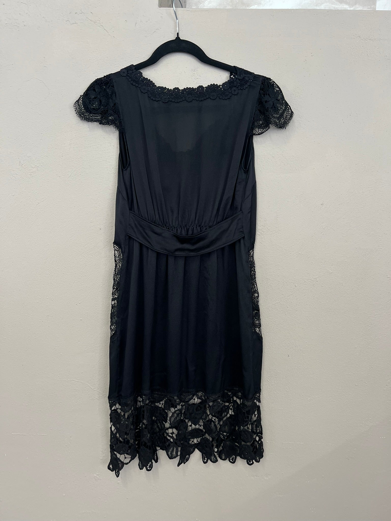 Moschino Cheap and Chic Black Lace Silk Dress Mini UK 10