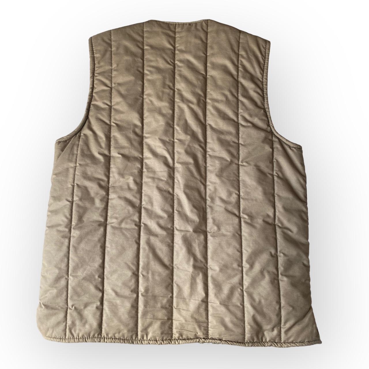 Vintage 80s Quilted Gilet Flannel Lining Padded Body Warmer Khaki with Corduroy Accents with Zipper