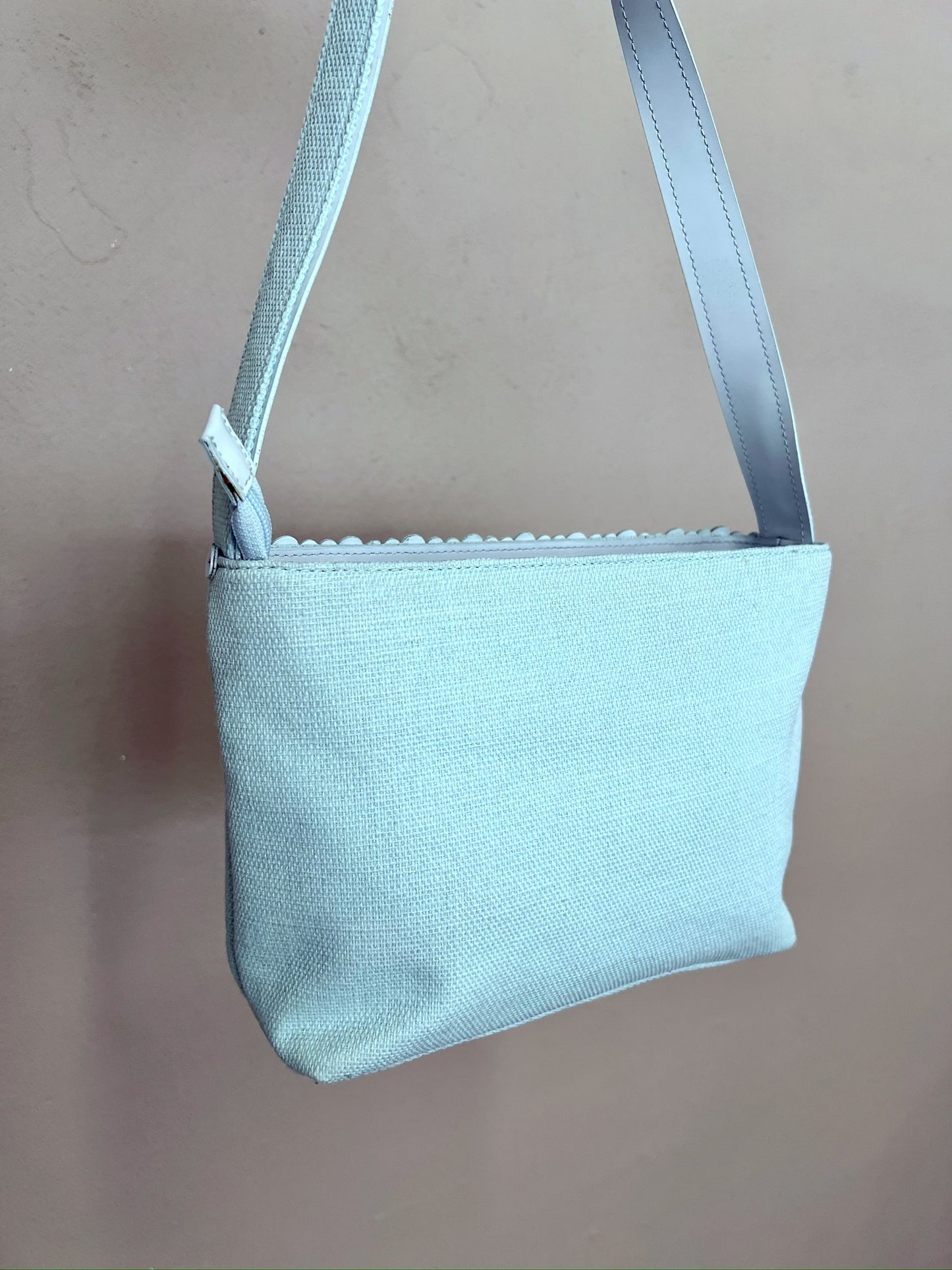 2000s Light Blue Shoulder Bag Linen Handbag Summer Bag
