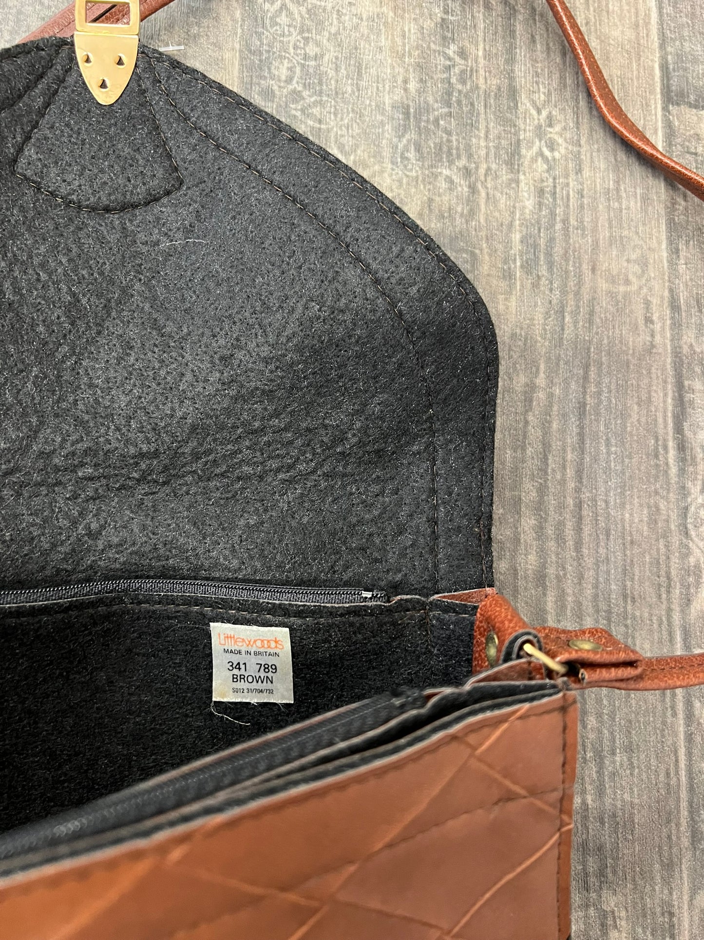 Vintage Brown Faux Leather Patchwork Shoulder Bag Made in Britain