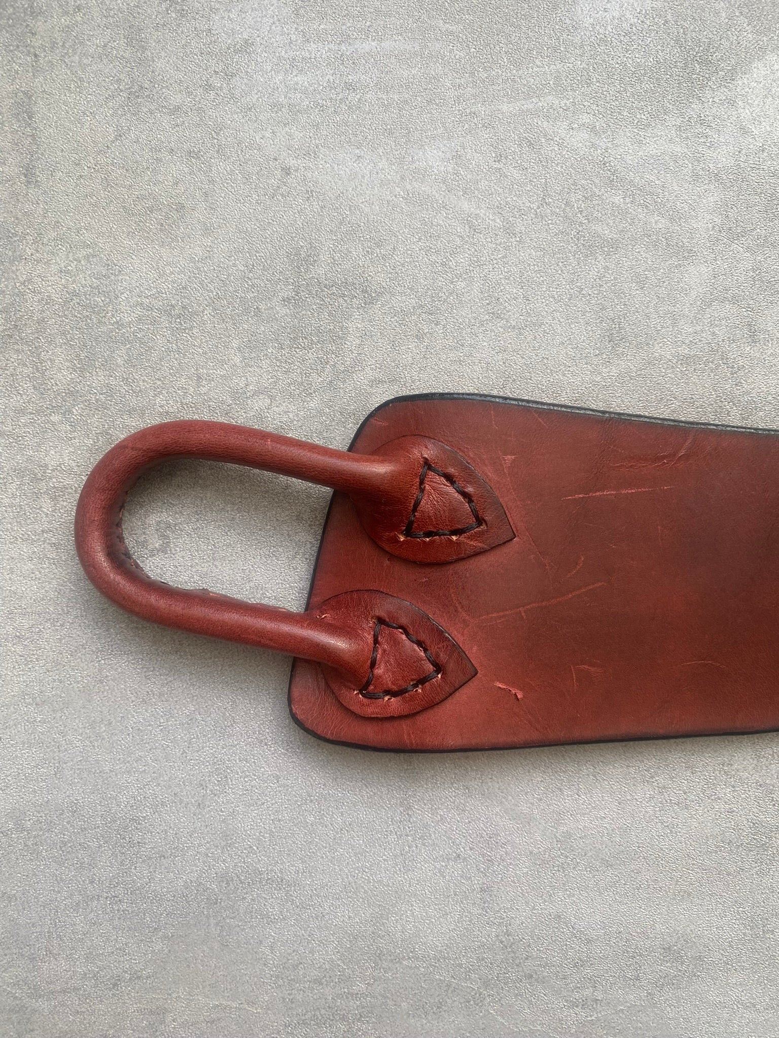 Vintage Brown Leather Wide Loop Belt Chunky Waist Belt