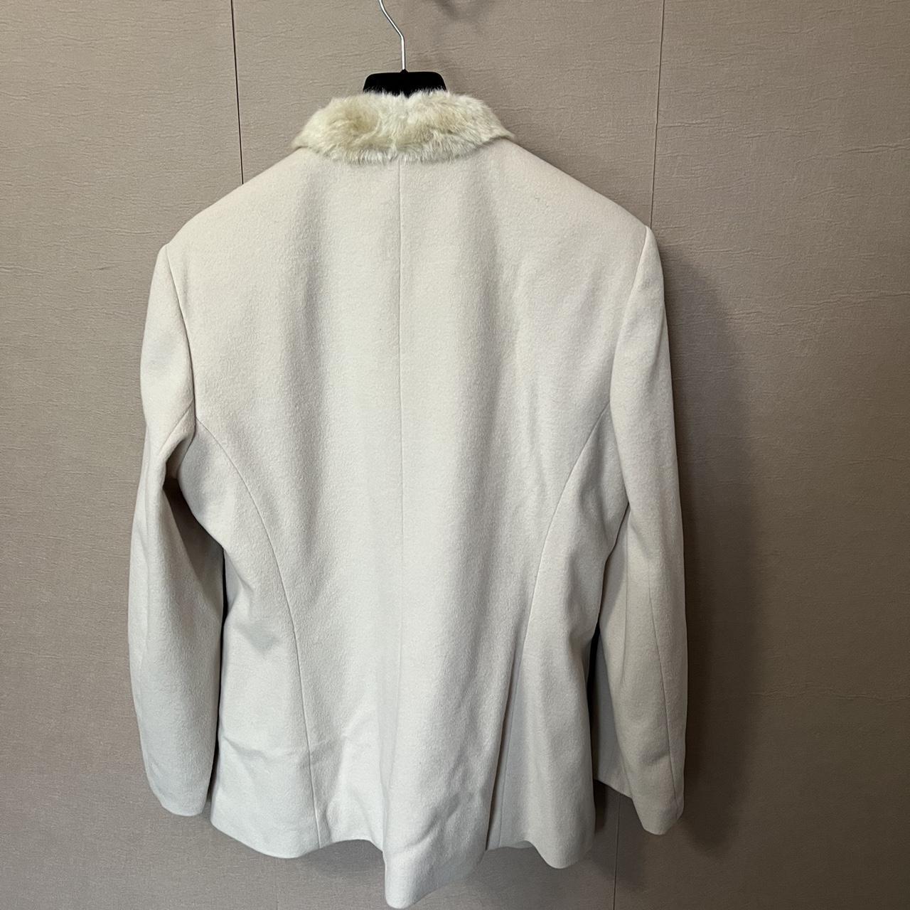 Vintage 90s Wool Suit Olsen Cream Two Piece Skirt Suit Neutral Jacket and Maxi Skirt Faux Fur Collar