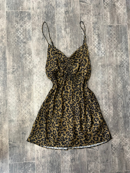 Leopard Print Slip Skirt Zara Brown Black Satin Midi Skirt UK L