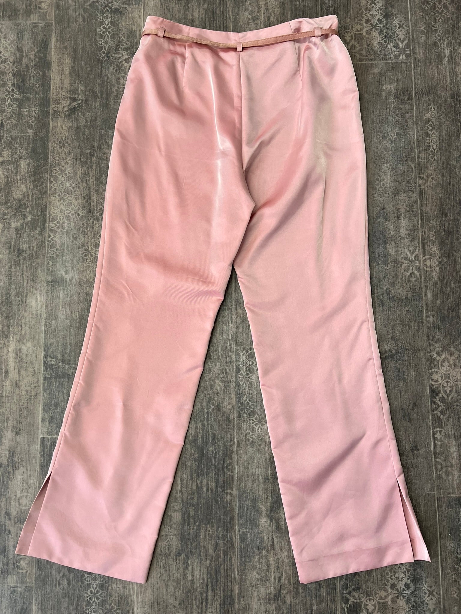 Vintage Pink Satin Suit Two Piece Jesiré Trousers and Blazer Set Co Ord UK 8