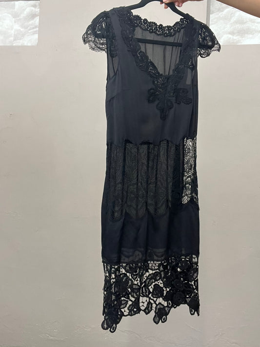 Moschino Cheap and Chic Black Lace Silk Dress Mini UK 10