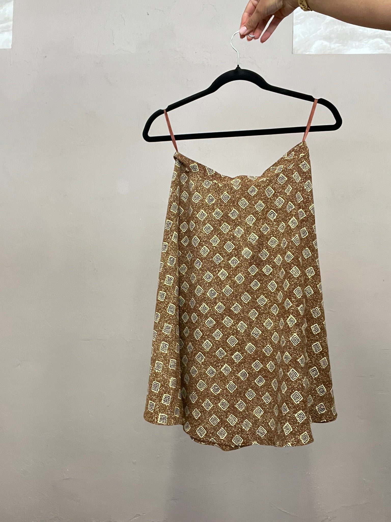 Brown A-Line Mini Skirt Vintage 90s Liz Claiborne High Waisted Flowy Skirt UK 8–
