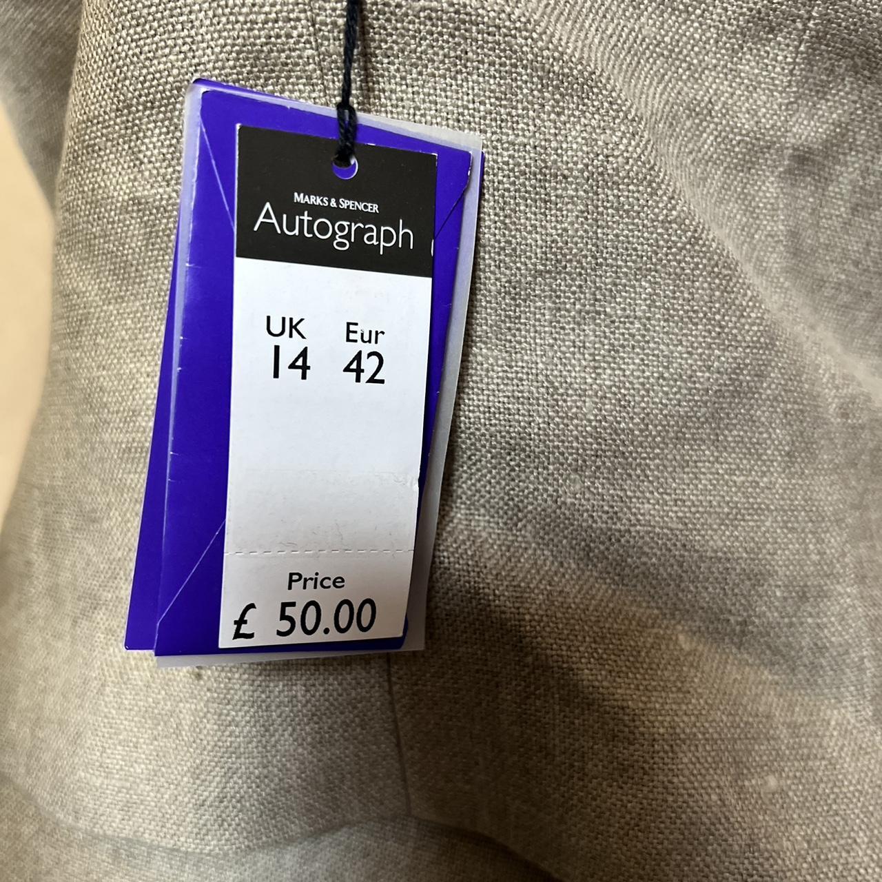 Linen Co Ord M&S halter top and skirt set beaded linen top and midi skirt grey beige NWT size 14 RRP