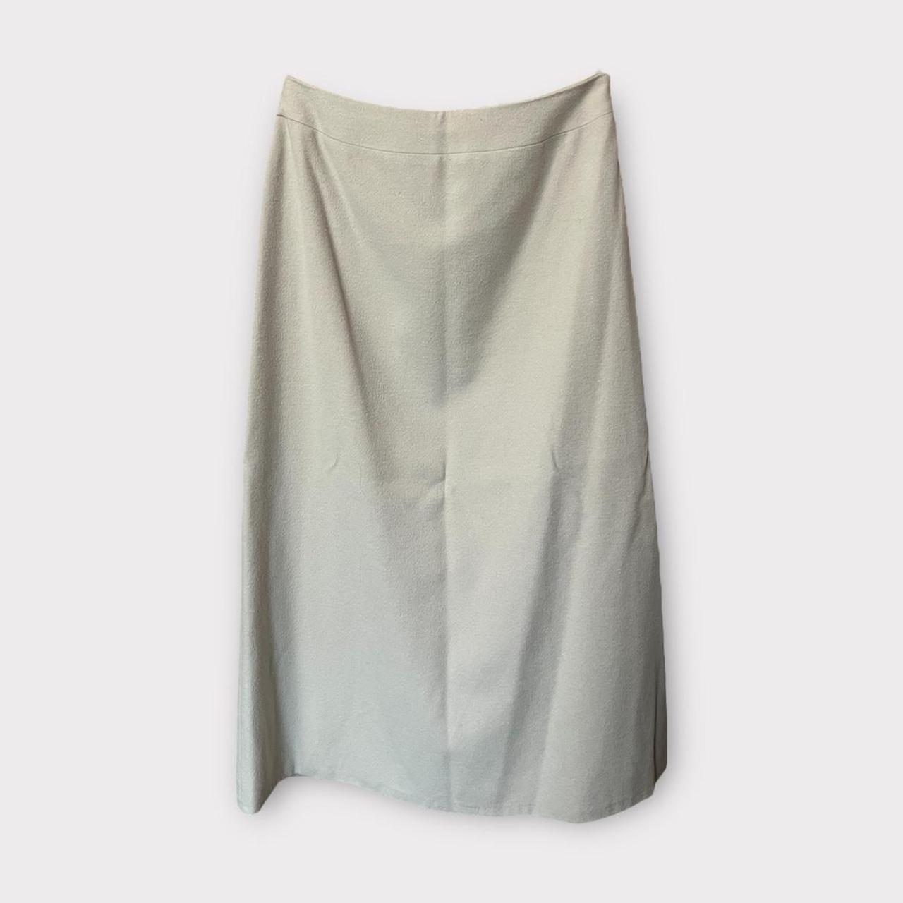 Vintage 90s Wool Suit Olsen Cream Two Piece Skirt Suit Neutral Jacket and Maxi Skirt Faux Fur Collar