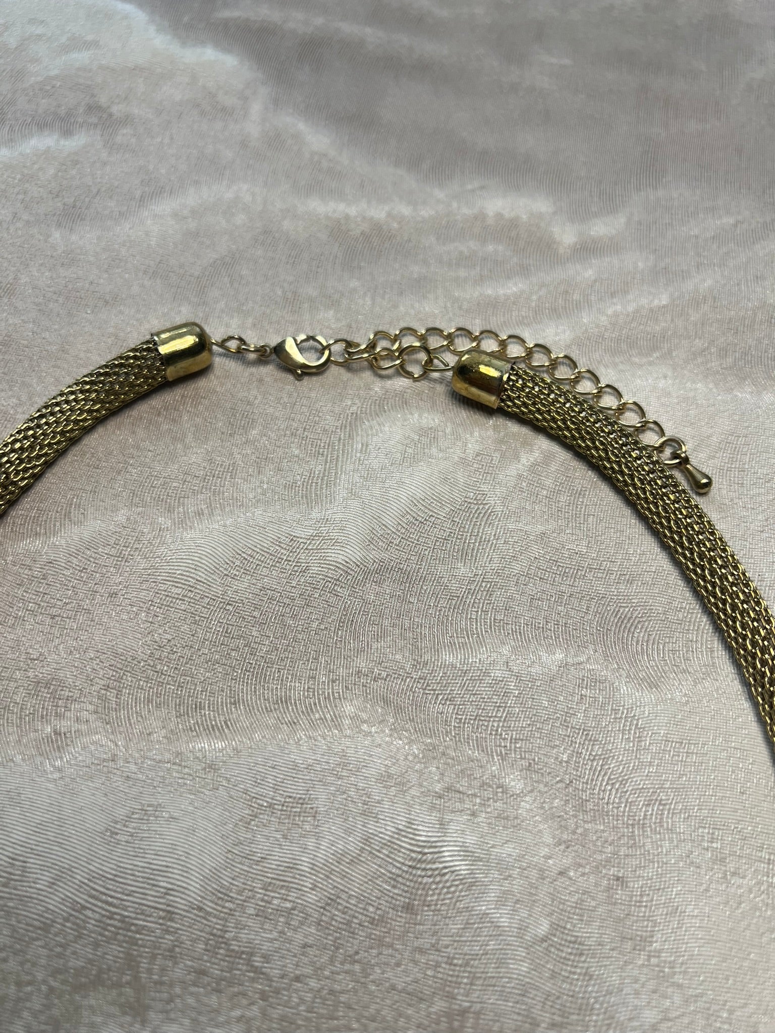 Vintage Mesh Chain Necklace Gold Tone Torque Collar Necklace