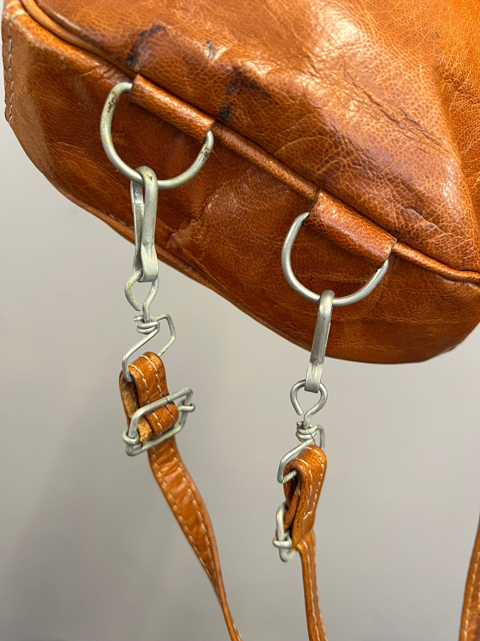 Tan Leather Mini Backpack Vintage Rucksack Bag