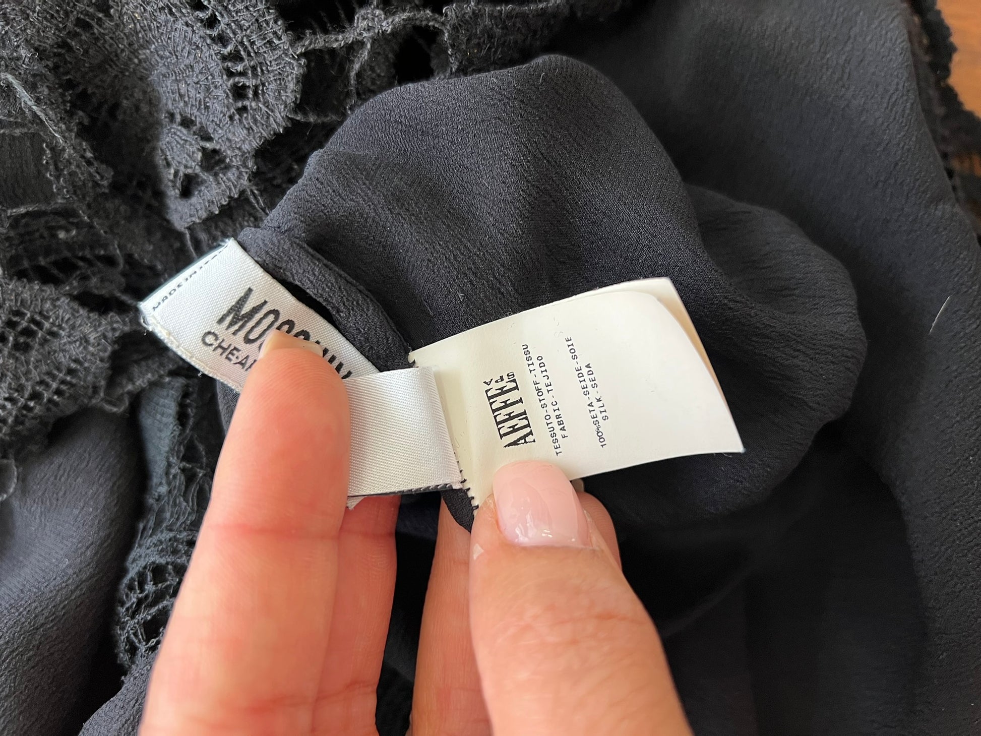 Moschino Cheap and Chic Black Lace Silk Dress Mini UK 10