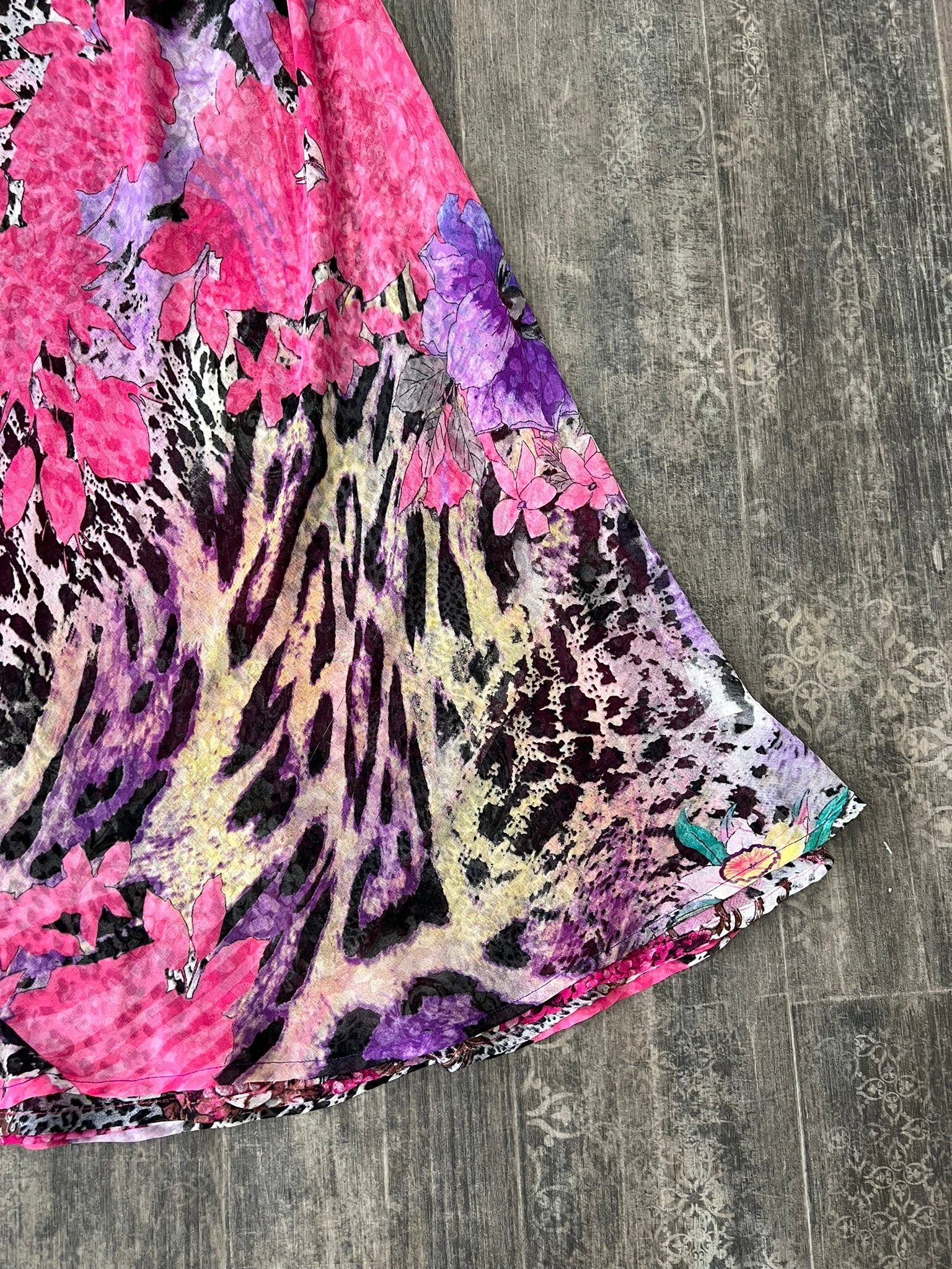 Reversible Floral Ruffle Dress Y2K Sheer Long Dress Animal Print Dress Bold Prin