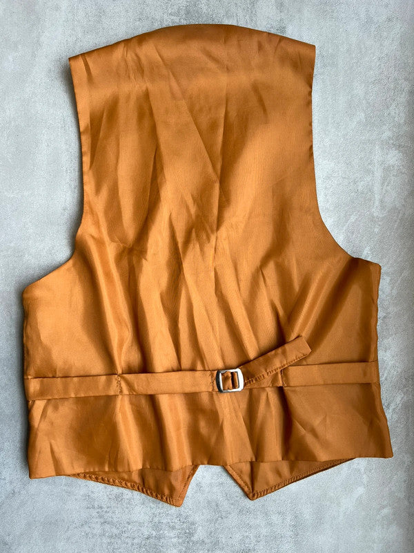 Vintage 1990s Tan Suede Waistcoat Genuine Leather Western Wear Size Small