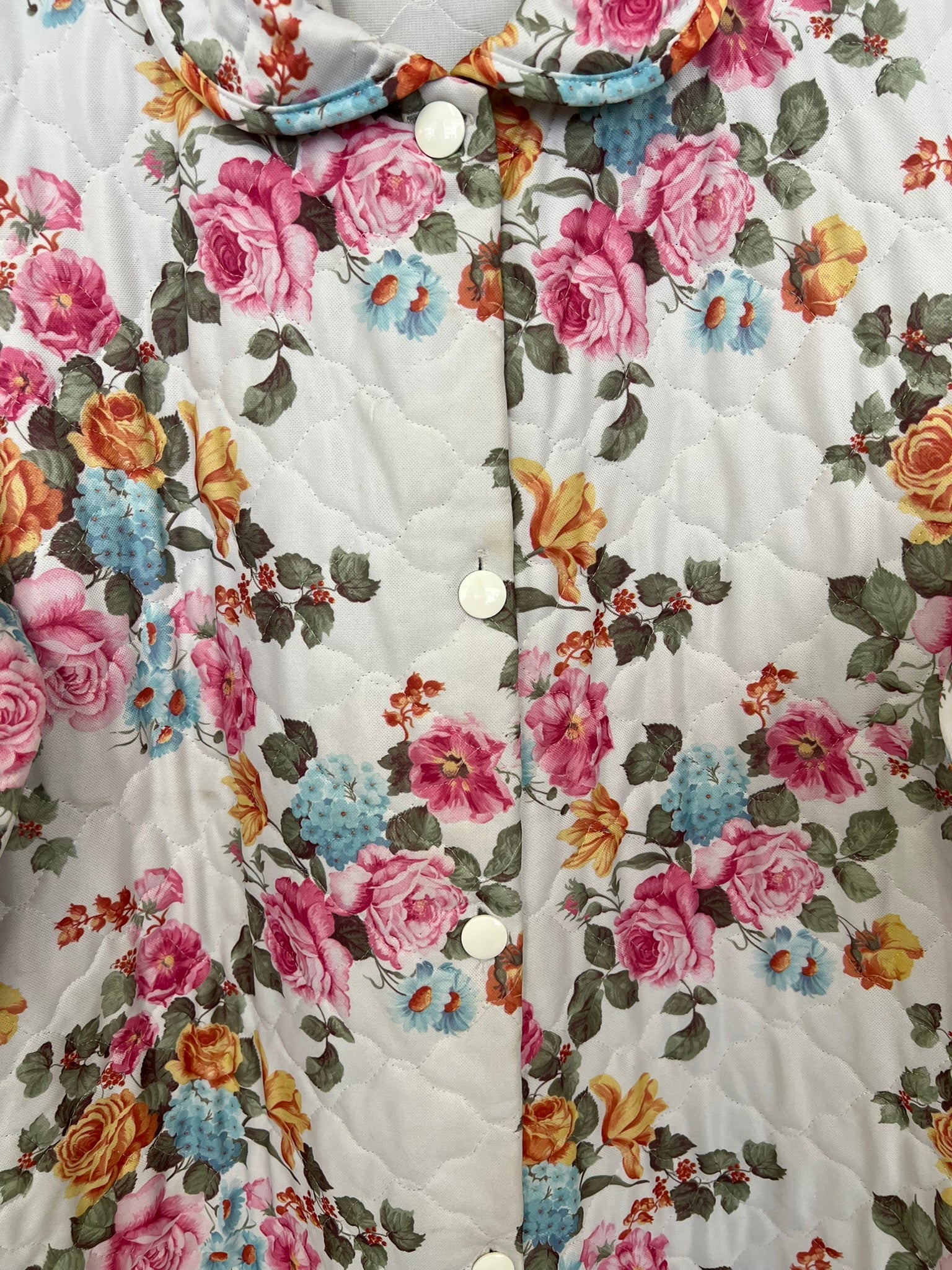 Vintage Dressing Gown Floral Quilted Housecoat Longline Canda UK12