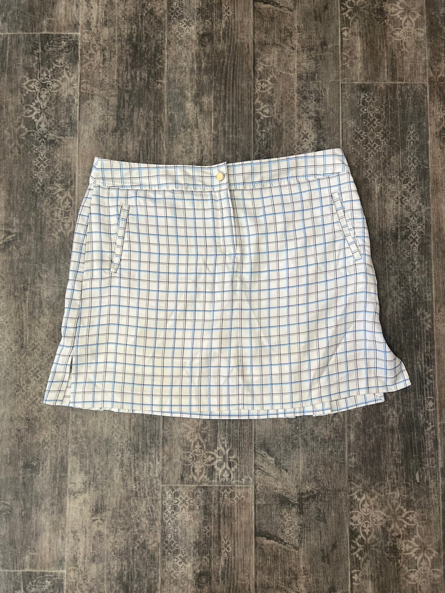 White Tartan Tennis Skort Vintage Y2K Izod XFG Stretch Plaid Mini Skirt with Sho