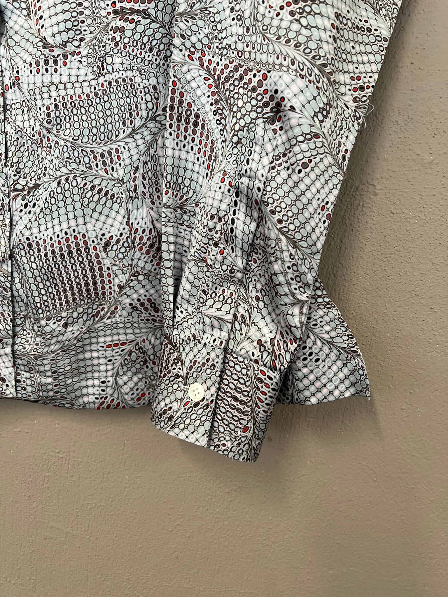 Y2K Silky Snake Print Shirt Abstract Geometric Button Up UK 14