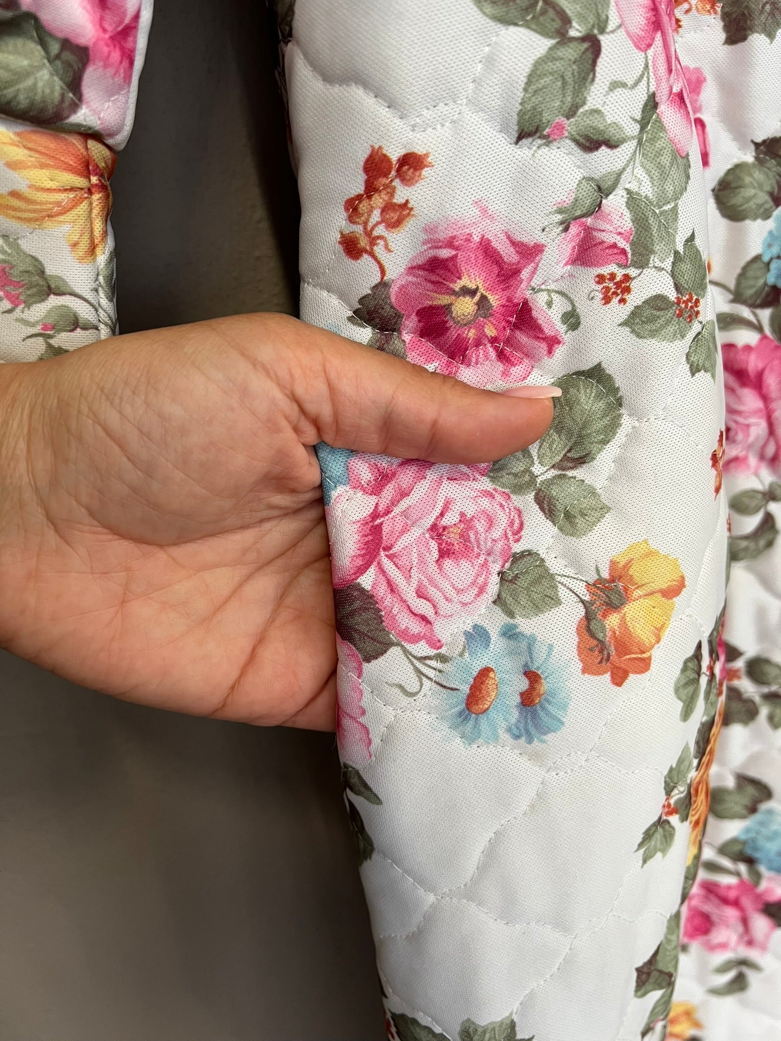 Vintage Dressing Gown Floral Quilted Housecoat Longline Canda UK12