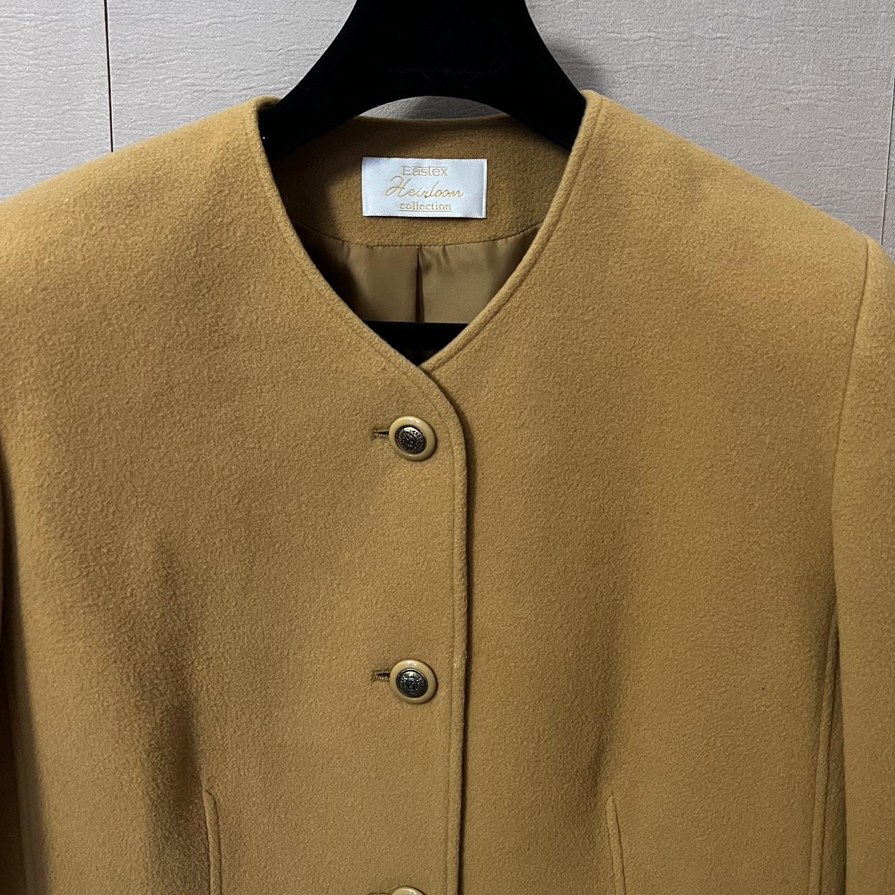 Vintage 90s Blazer Wool and Cashmere Jacket Mustard Button Up Blazer Collarless Eastex Heirloom UK 1