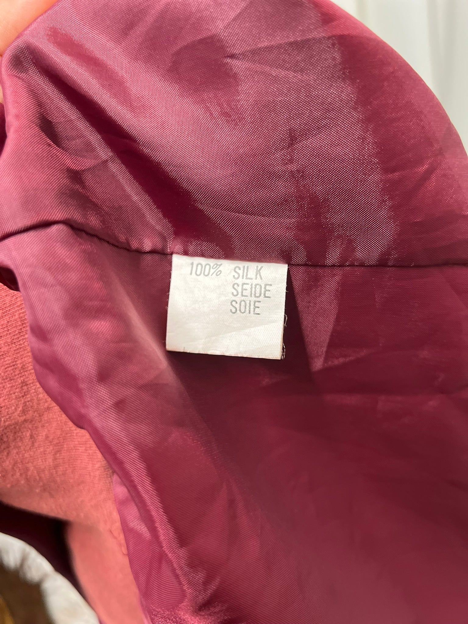Vintage 1980s Maroon Pure Silk Bomber Jacket 100% Silk Vintage Burgundy Genuine Silk Lightweight Oversized Women's Jacket Size M