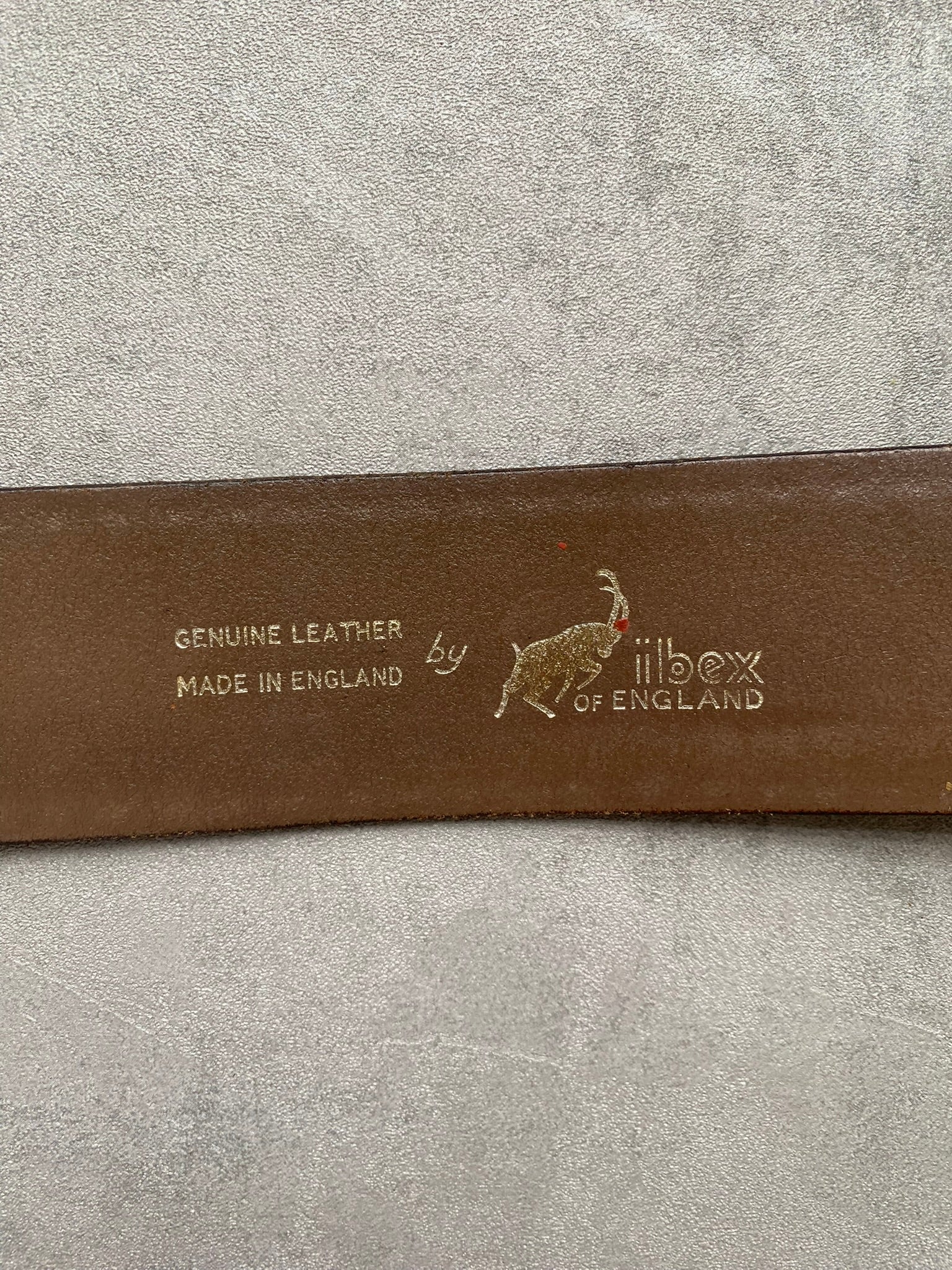 Vintage Ibex of England Brown Leather Belt Brass Buckle Rustic Western Belt Large Square Buckle Made in England