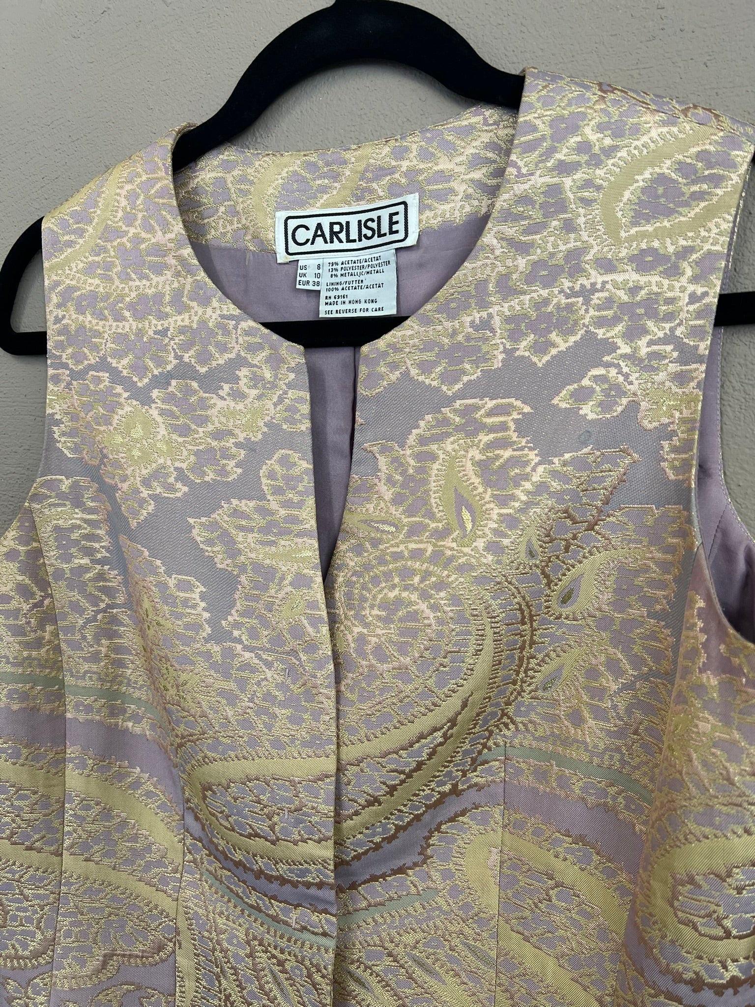 Vintage Waistcoat Purple Gold Paisley Embroidered Vest