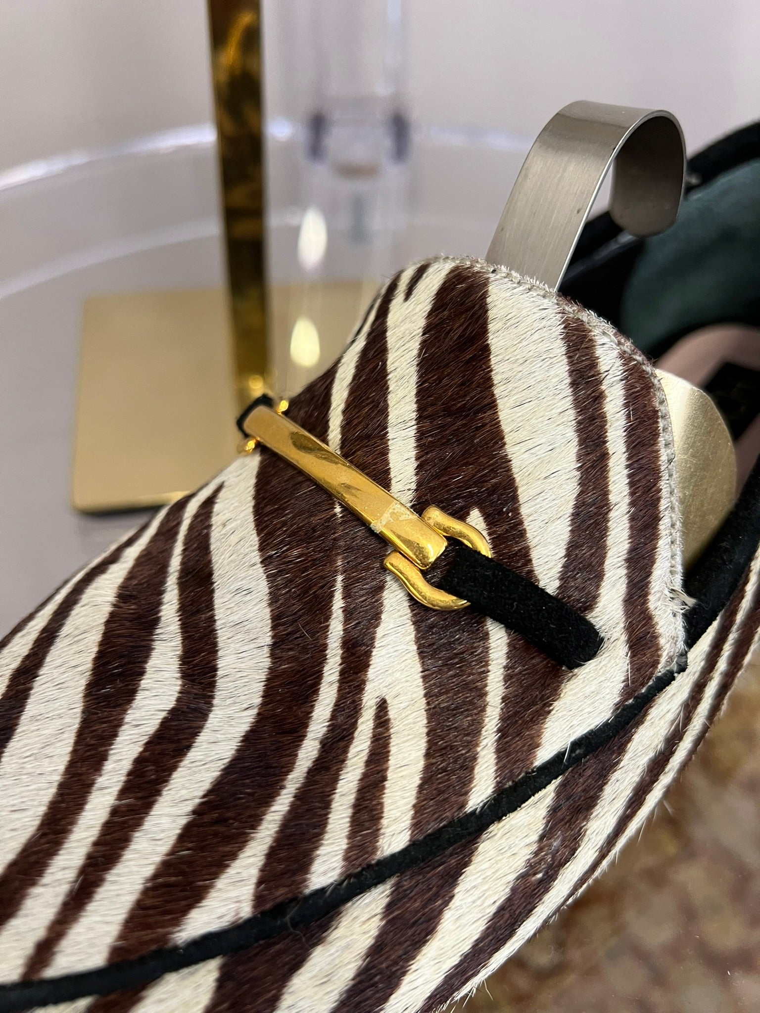 Zebra Ballet Loafer Shoes Brown Horsebit Detail Womens Size 5