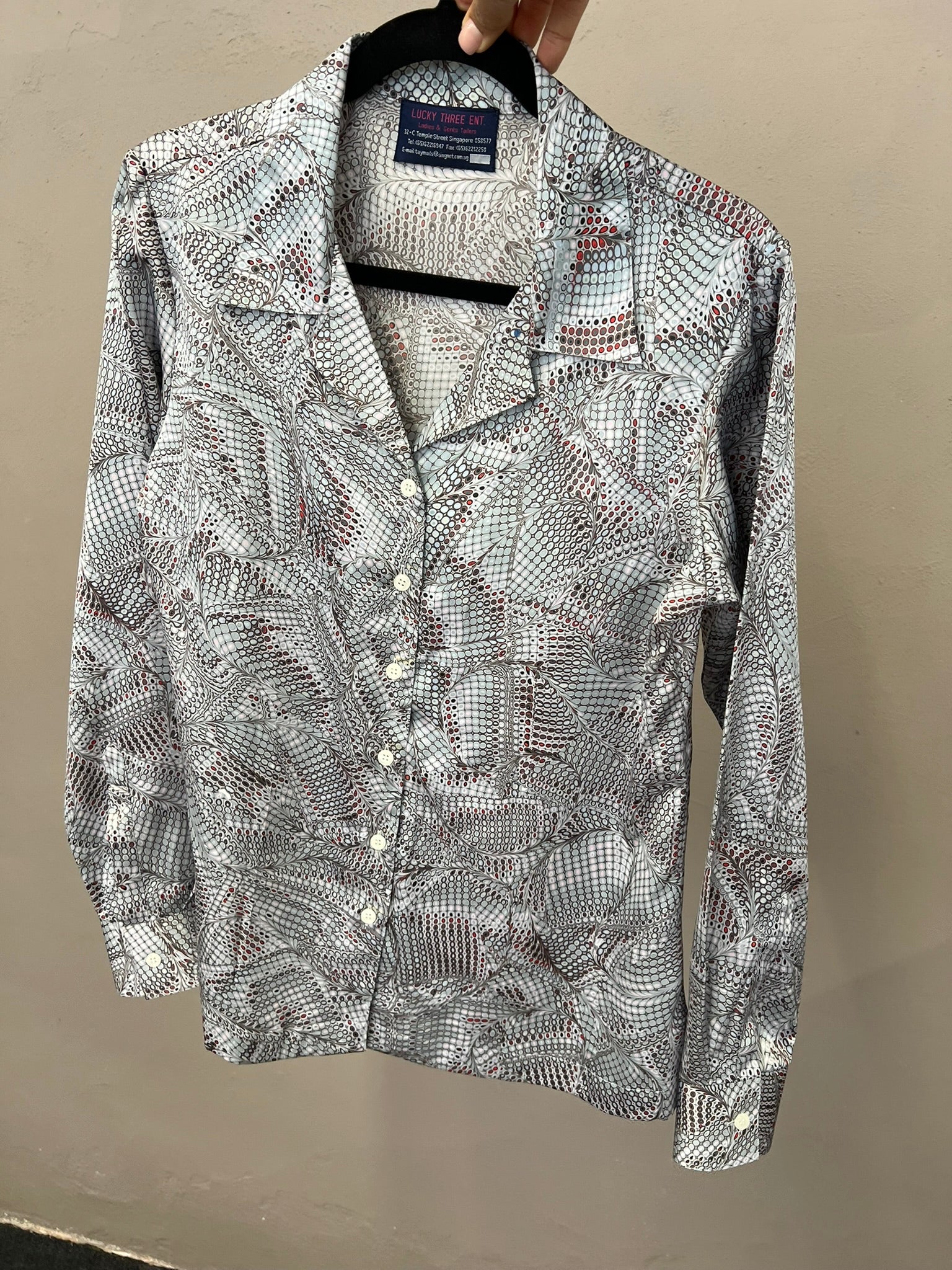 Y2K Silky Snake Print Shirt Abstract Geometric Button Up UK 14