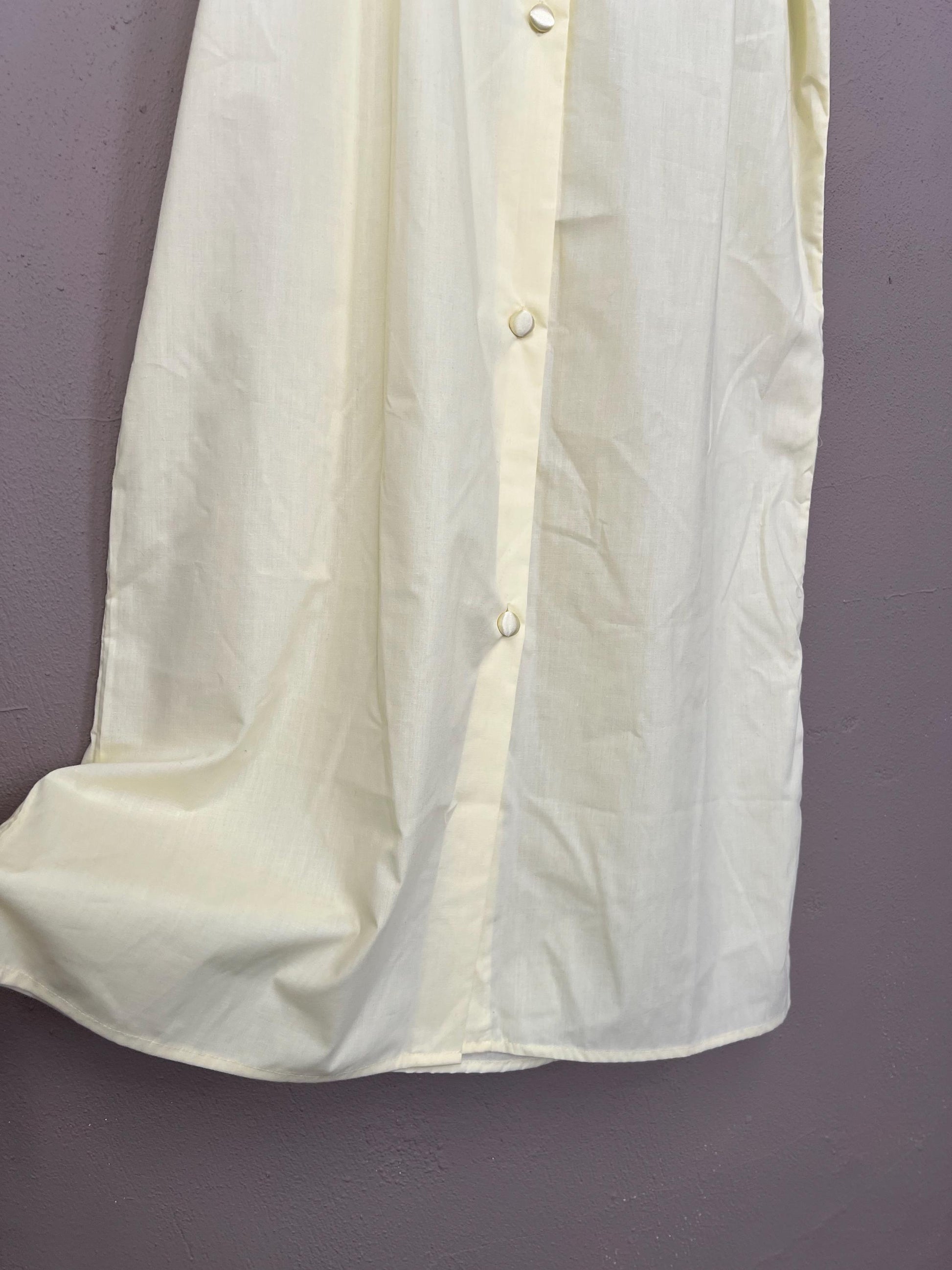 Buttercream Yellow Nightgown | Vintage | Lace Detail Satin Button Nightdress | Maxi Length