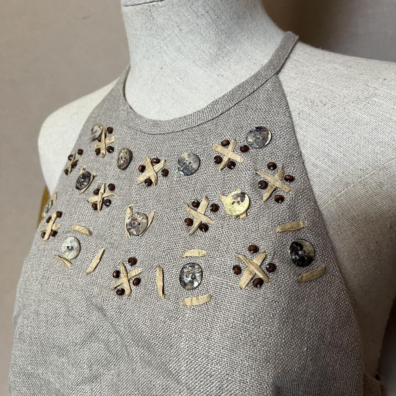 Linen Co Ord M&S halter top and skirt set beaded linen top and midi skirt grey beige NWT size 14 RRP